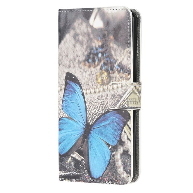 Samsung Galaxy A42 5G Handy Hülle - Leder Bookcover Image Series - blauer Schmetterling
