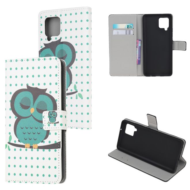 Samsung Galaxy A42 5G Handy Hülle - Leder Bookcover Image Series - grüne Eule