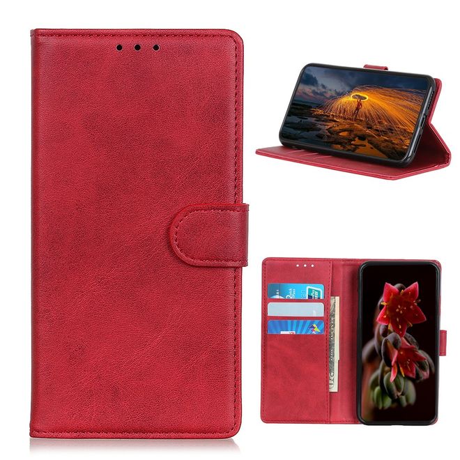 LG K22 Handy Hülle - Classic IV Leder Bookcover Series - rot