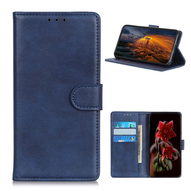 LG K22 Handy Hülle - Classic IV Leder Bookcover Series - blau