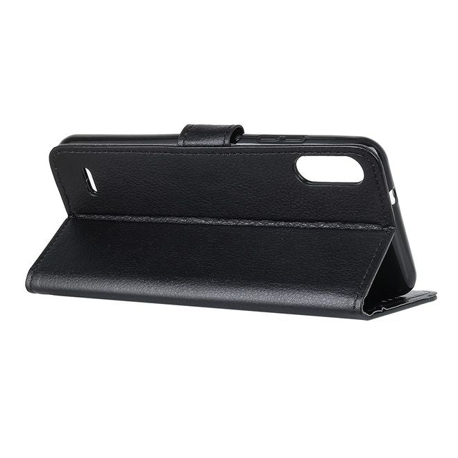 LG K22 Handy Hülle - Litchi Leder Bookcover Series - schwarz