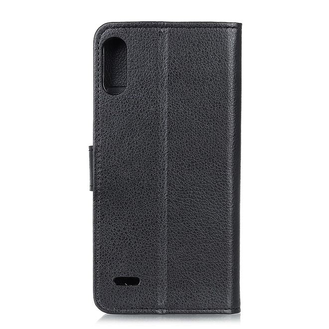 LG K22 Handy Hülle - Litchi Leder Bookcover Series - schwarz