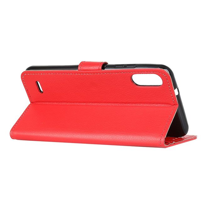 LG K22 Phone Case - Litchi Leather Bookcover Series - red