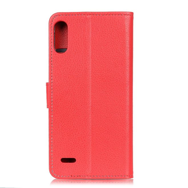 LG K22 Phone Case - Litchi Leather Bookcover Series - red
