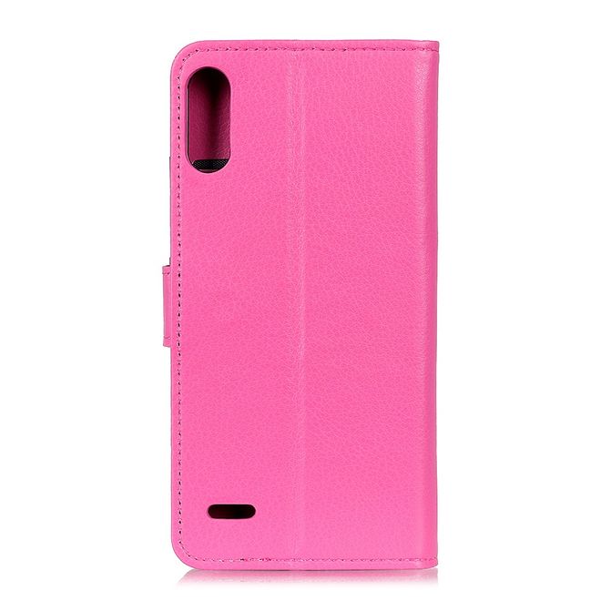 LG K22 Handy Hülle - Litchi Leder Bookcover Series - rosa