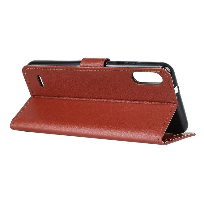 LG K22 Phone Case - Litchi Leather Bookcover Series - Brown
