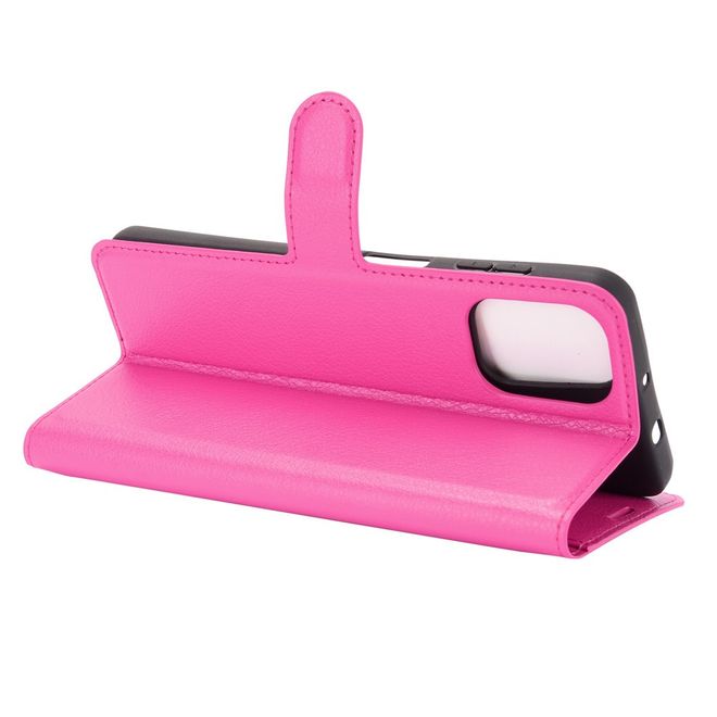 Motorola Moto G9 Plus Handy Hülle - Litchi Leder Bookcover Series - rosa