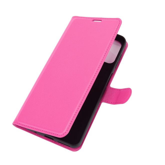Motorola Moto G9 Plus Handy Hülle - Litchi Leder Bookcover Series - rosa