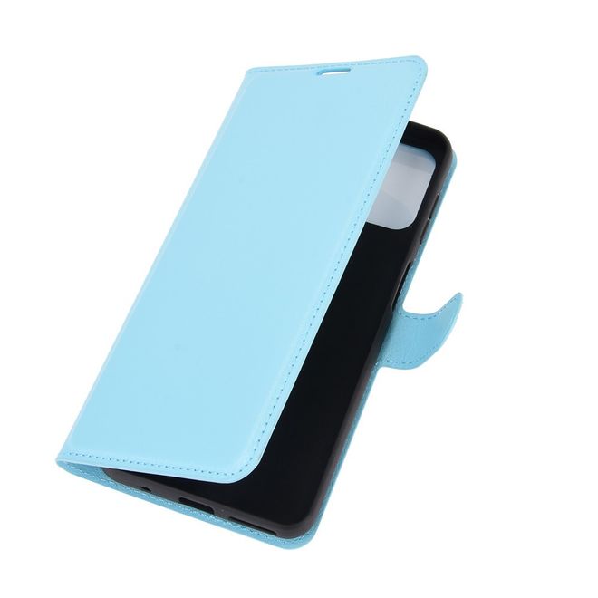 Motorola Moto G9 Plus Handy Hülle - Litchi Leder Bookcover Series - blau