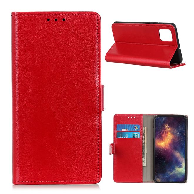Xiaomi Mi 10T / Mi 10T Pro Handyhülle - Crazy Horse Leder Bookcover Series - rot