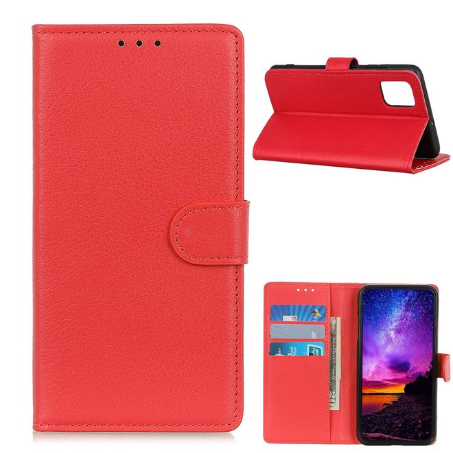 Xiaomi Mi 10T / Mi 10T Pro Handy Hülle - Litchi Leder Bookcover Series - rot