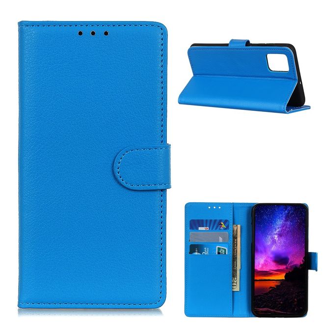 Xiaomi Mi 10T / Mi 10T Pro Handy Hülle - Litchi Leder Bookcover Series - blau