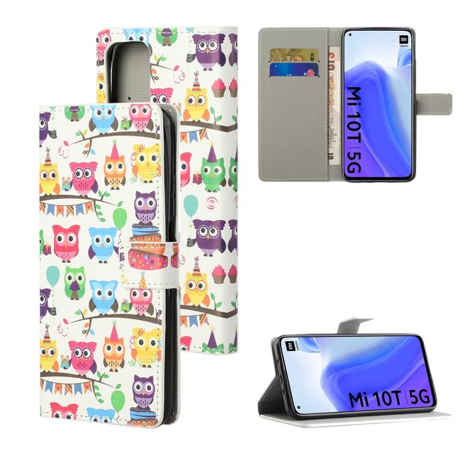 Xiaomi Mi 10T / Mi 10T Pro Handy Hülle - Leder Bookcover Image Series - Eulenfamilie