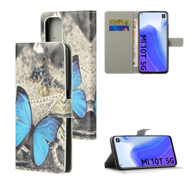 Xiaomi Mi 10T / Mi 10T Pro Handy Hülle - Leder Bookcover Image Series - blauer Schmetterling