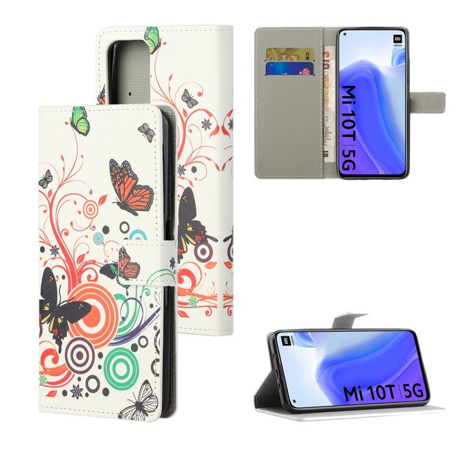 Xiaomi Mi 10T / Mi 10T Pro Handy Hülle - Leder Bookcover Image Series - Schmetterlinge und Kreise