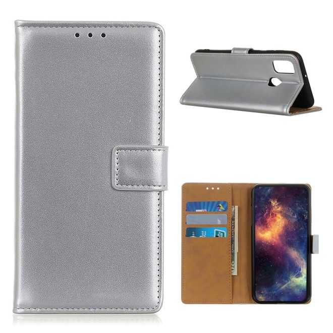 OnePlus Nord N100 Handy Hülle - Classic II Leder Bookcover Series - silber