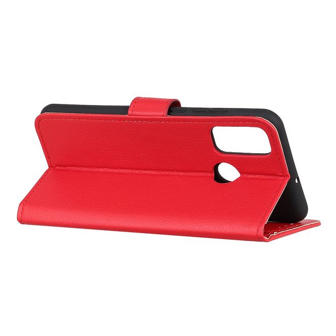 OnePlus Nord N10 5G Handy Hülle - Litchi Leder Bookcover Series - rot