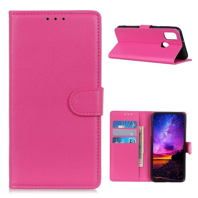 OnePlus Nord N10 5G Handy Hülle - Litchi Leder Bookcover Series - rosa