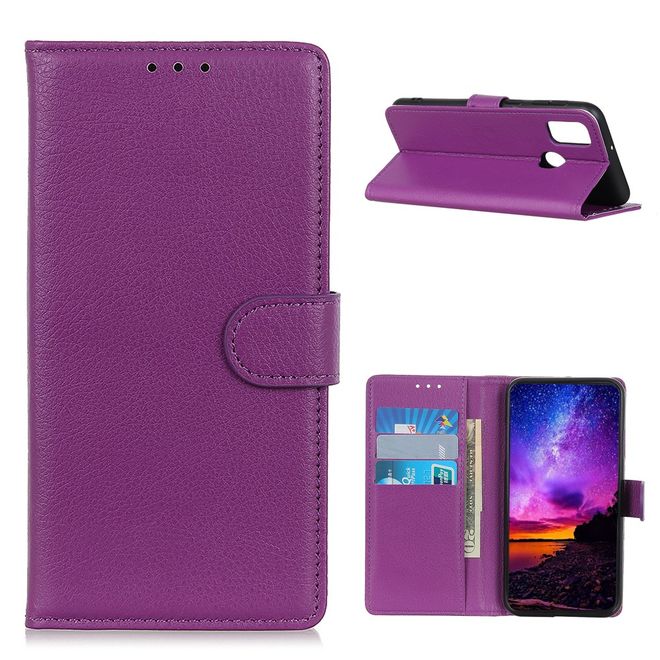 OnePlus Nord N10 5G Handy Hülle - Litchi Leder Bookcover Series - purpur