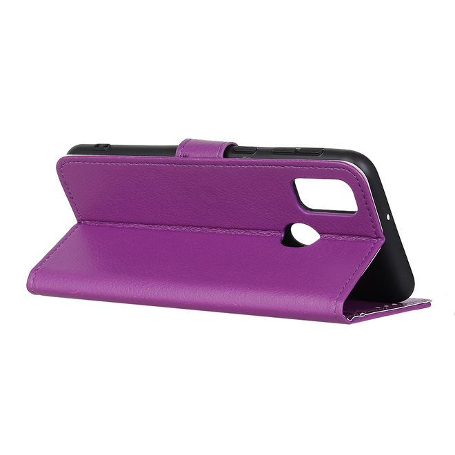 OnePlus Nord N10 5G Handy Hülle - Litchi Leder Bookcover Series - purpur