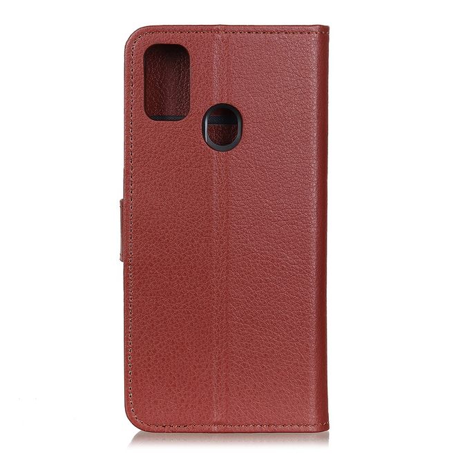 OnePlus Nord N10 5G Handy Hülle - Litchi Leder Bookcover Series - braun