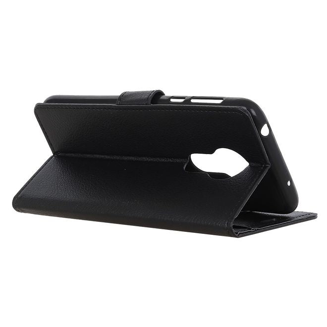 Nokia 3.4 Handy Hülle - Litchi Leder Bookcover Series - schwarz