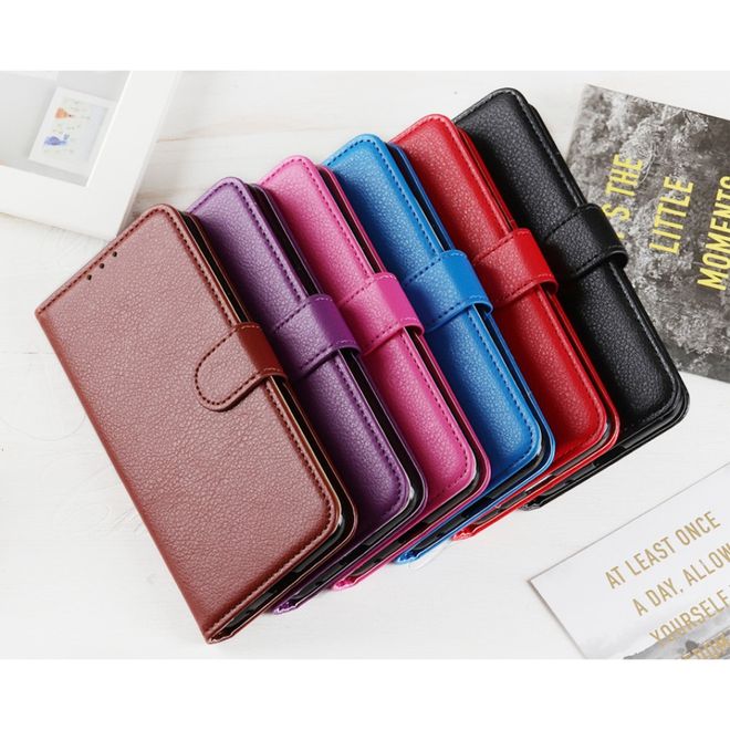 Nokia 3.4 Handy Hülle - Litchi Leder Bookcover Series - schwarz