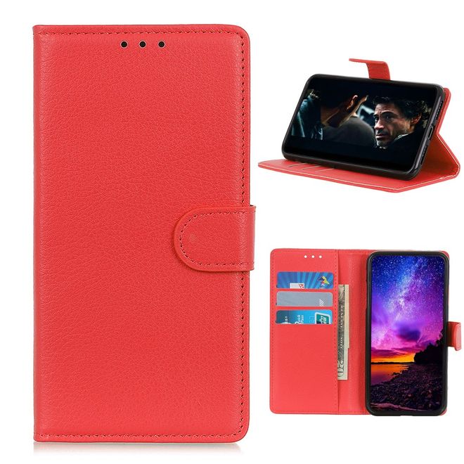 Nokia 3.4 Handy Hülle - Litchi Leder Bookcover Series - rot