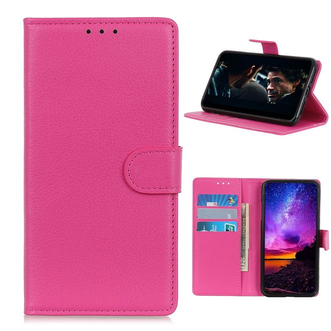 Nokia 3.4 Handy Hülle - Litchi Leder Bookcover Series - rosa