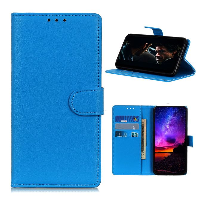 Nokia 3.4 Handy Hülle - Litchi Leder Bookcover Series - blau