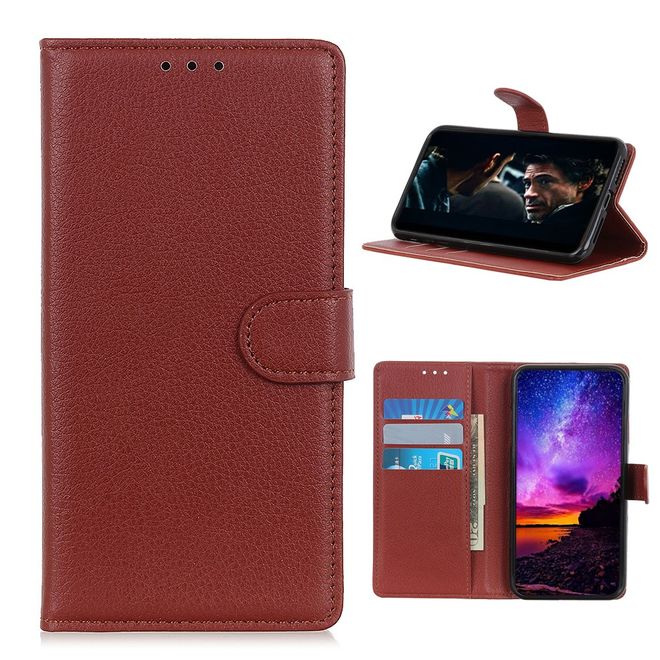 Nokia 3.4 Handy Hülle - Litchi Leder Bookcover Series - braun