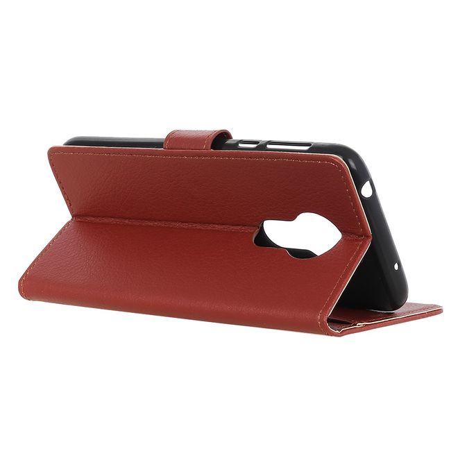 Nokia 3.4 Handy Hülle - Litchi Leder Bookcover Series - braun