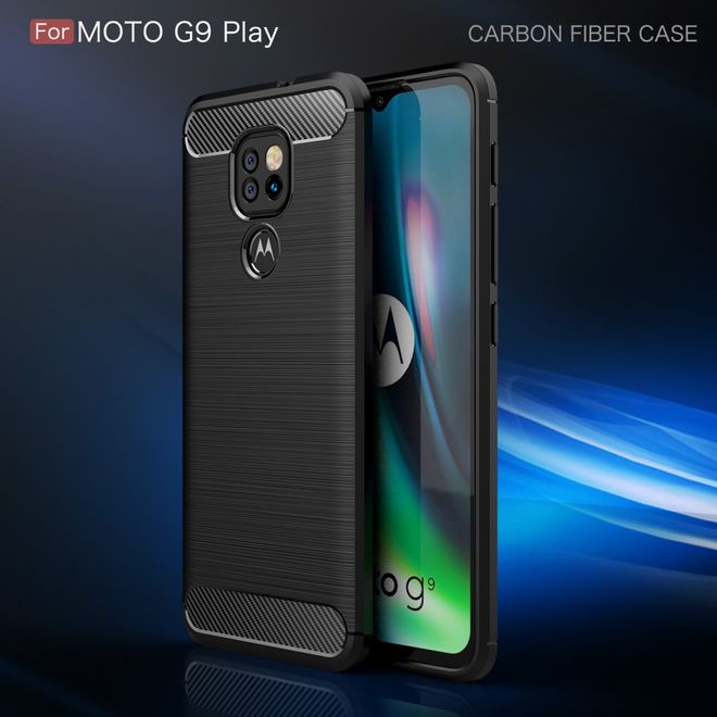 Motorola Moto G9 Play Handyhülle - Carbon Fiber TPU Softcase Series - schwarz