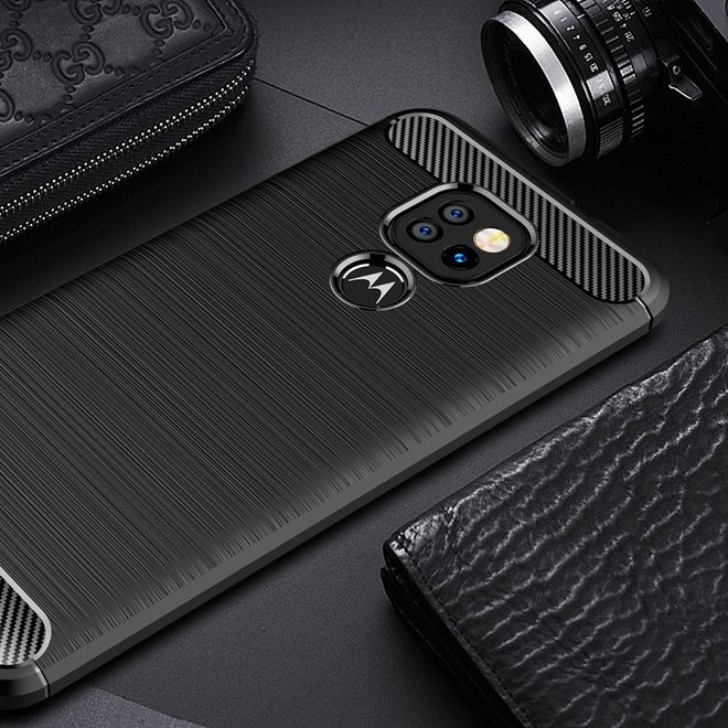 Motorola Moto G9 Play Handyhülle - Carbon Fiber TPU Softcase Series - schwarz