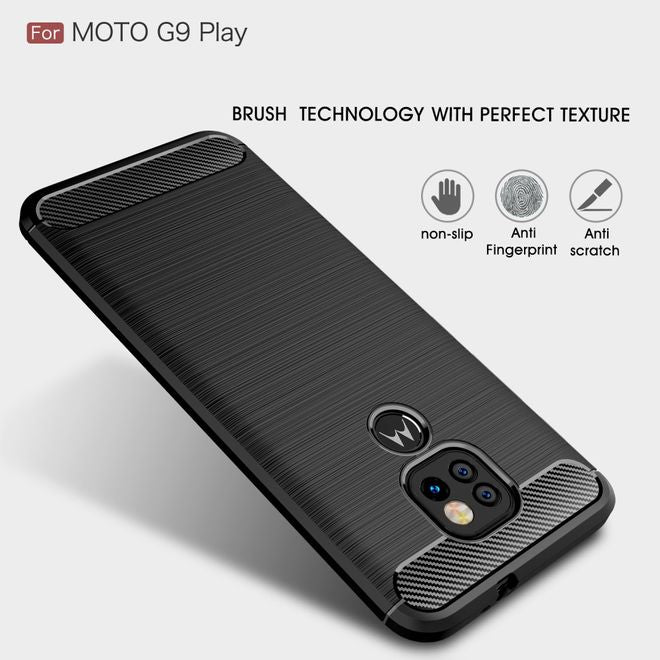 Motorola Moto G9 Play Handyhülle - Carbon Fiber TPU Softcase Series - schwarz
