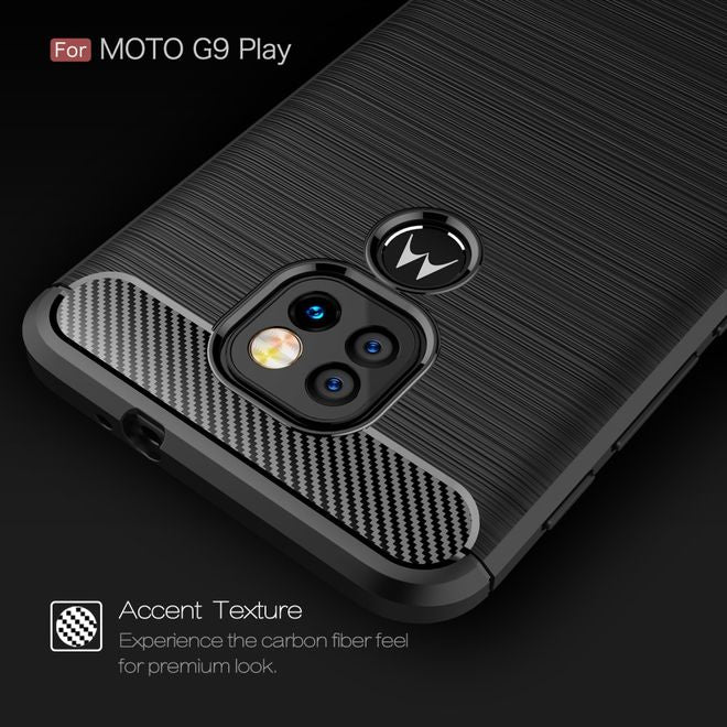 Motorola Moto G9 Play Handyhülle - Carbon Fiber TPU Softcase Series - schwarz