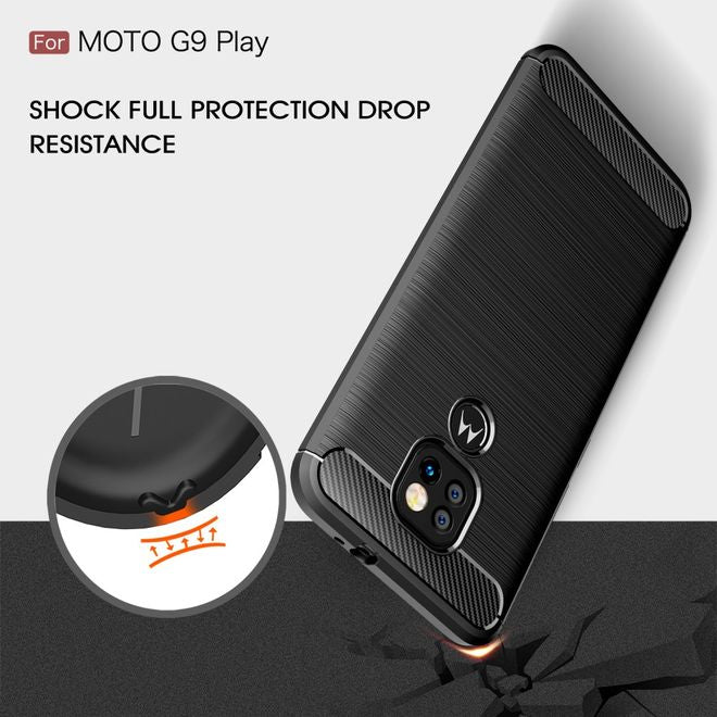 Motorola Moto G9 Play Handyhülle - Carbon Fiber TPU Softcase Series - schwarz