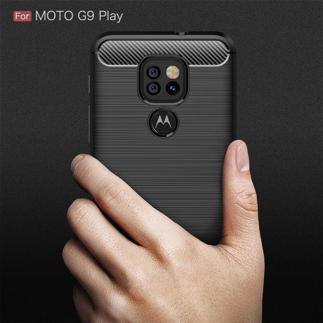 Motorola Moto G9 Play Handyhülle - Carbon Fiber TPU Softcase Series - schwarz