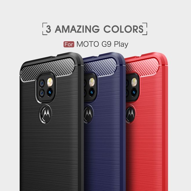Motorola Moto G9 Play Handyhülle - Carbon Fiber TPU Softcase Series - schwarz