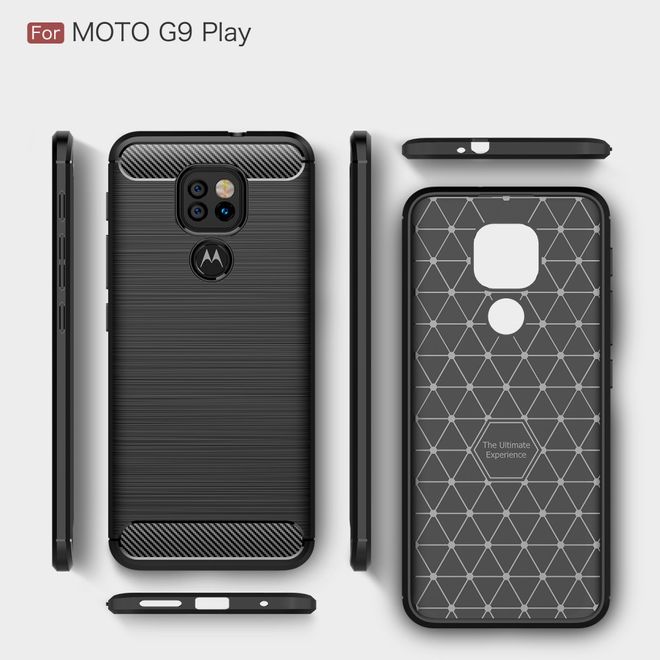 Motorola Moto G9 Play Handyhülle - Carbon Fiber TPU Softcase Series - schwarz