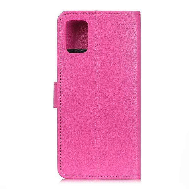Huawei P smart 2021 Handy Hülle - Litchi Leder Bookcover Series - rosa