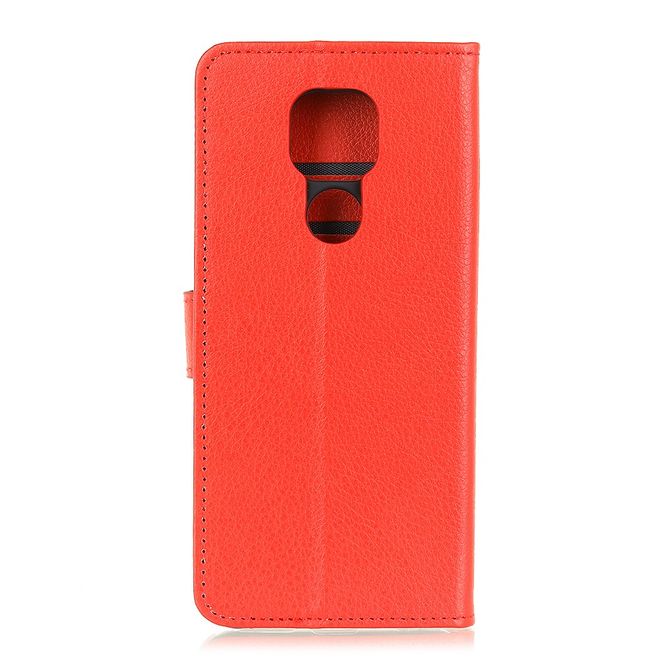 Motorola Moto G9 Play Handy Hülle - Litchi Leder Bookcover Series - rot