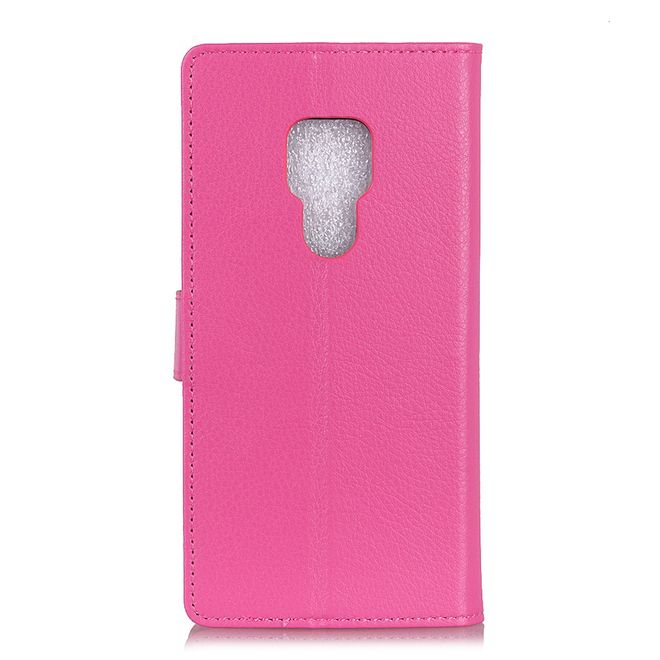 Motorola Moto G9 Play Handy Hülle - Litchi Leder Bookcover Series - rosa