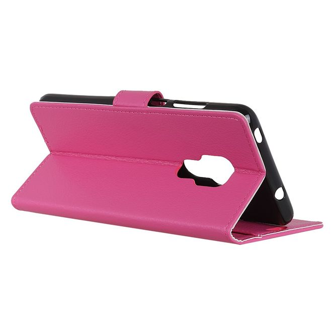 Motorola Moto G9 Play Handy Hülle - Litchi Leder Bookcover Series - rosa