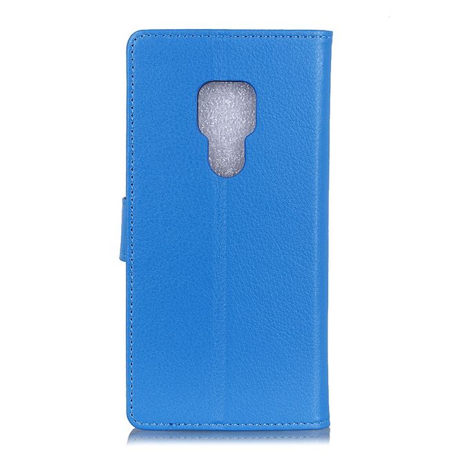 Motorola Moto G9 Play Handy Hülle - Litchi Leder Bookcover Series - blau