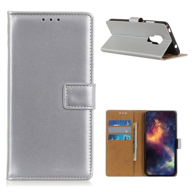 Motorola Moto G9 Play Handy Hülle - Classic II Leder Bookcover Series - silber