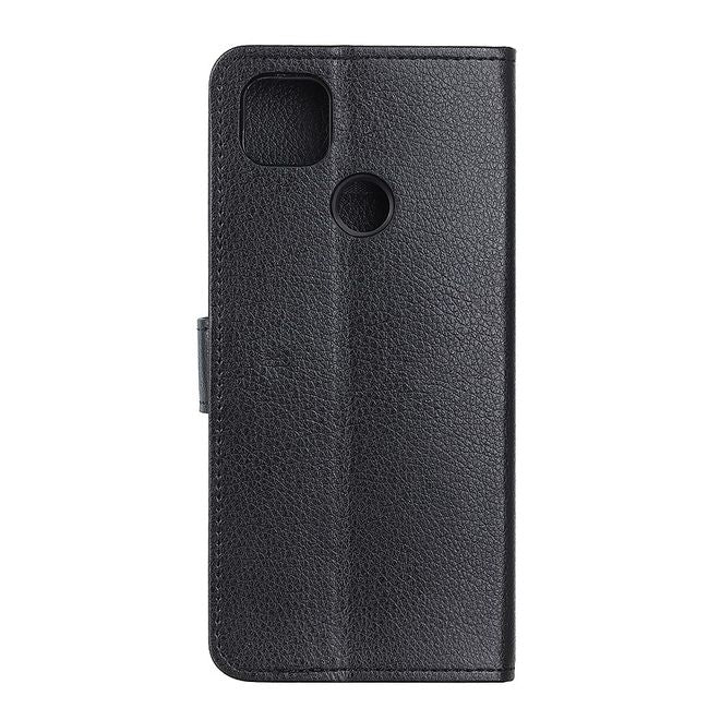 Motorola Moto G9 Power Handy Hülle - Litchi Leder Bookcover Series - schwarz