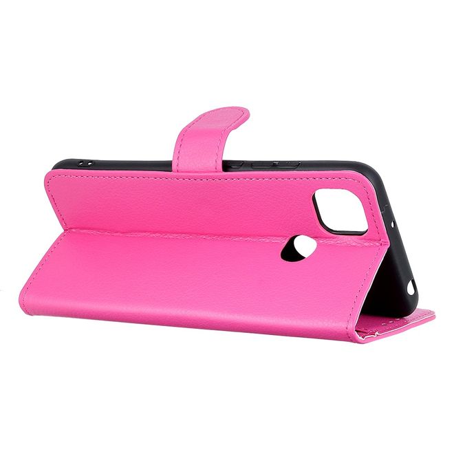 Motorola Moto G9 Power Handy Hülle - Litchi Leder Bookcover Series - rosa