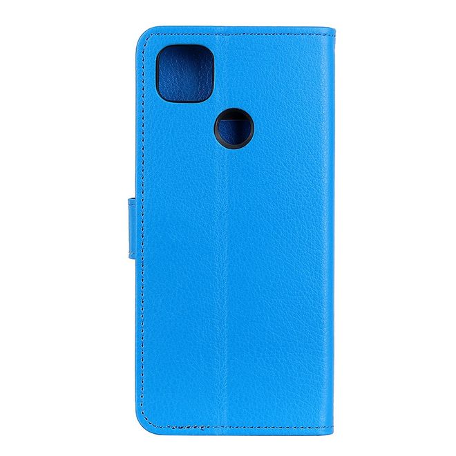 Motorola Moto G9 Power Handy Hülle - Litchi Leder Bookcover Series - blau
