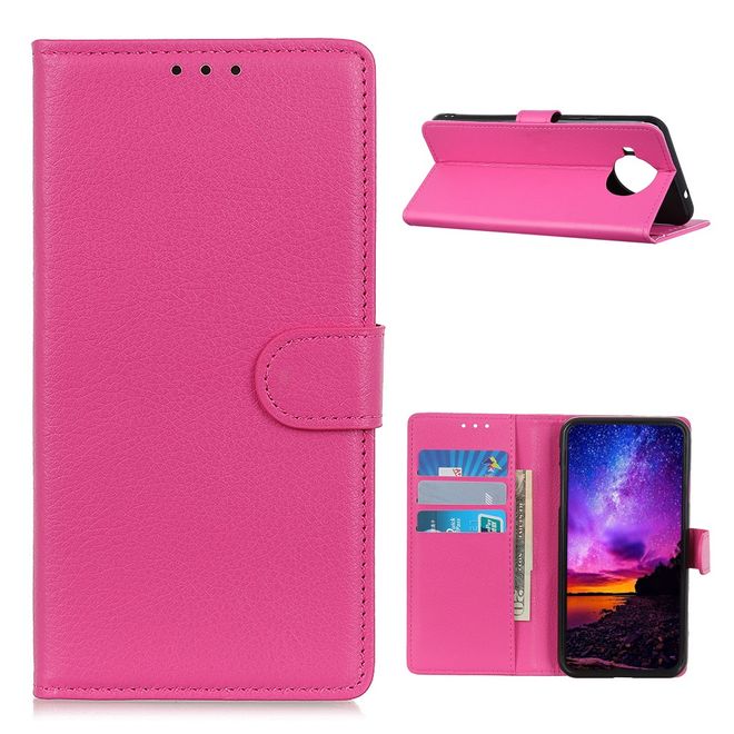 Xiaomi Mi 10T Lite Handy Hülle - Litchi Leder Bookcover Series - rosa